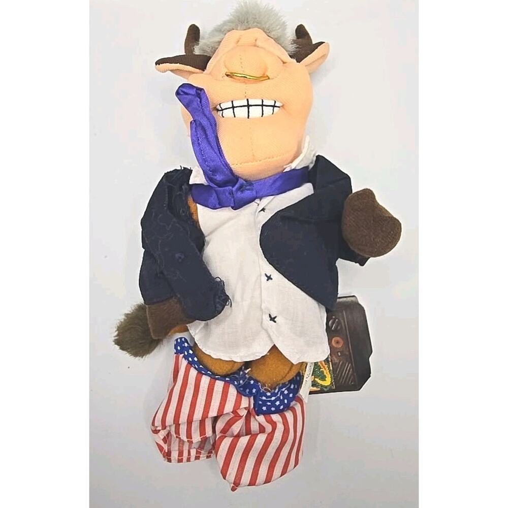 1998 Meanies In Famous Bull Clinton Plush Animal w Tag BB27